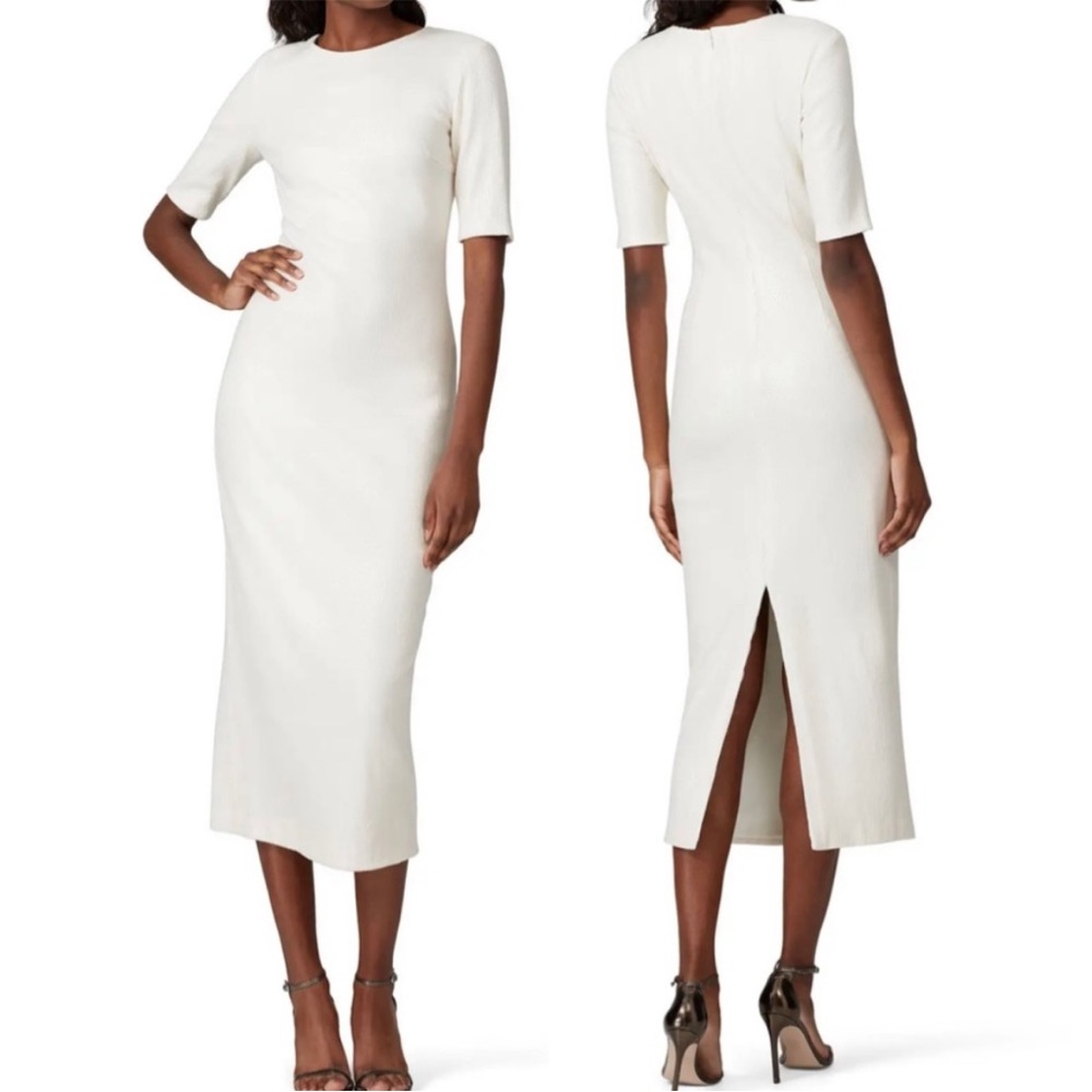Sally LaPointe Ivory Sequin Dress with Slit